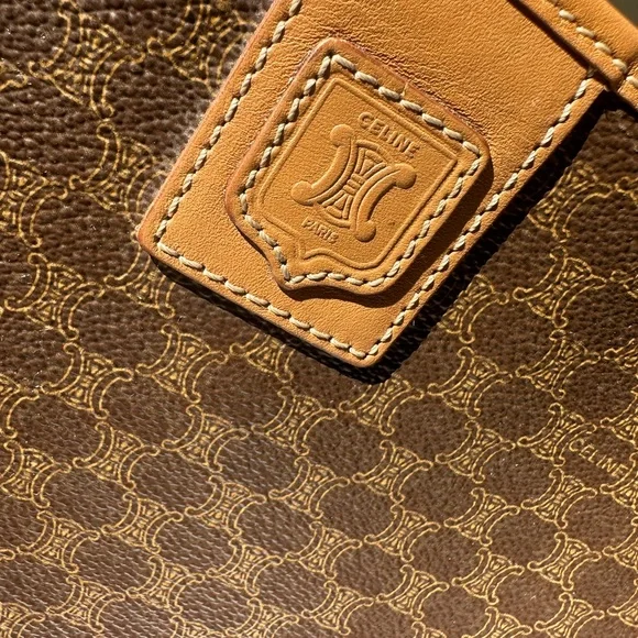 CÉLINE Vintage Macadam Monogram Brown Medium Canvas Pouch Clutch Bag w/COA - Picture 5 of 15